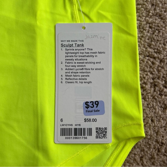 Lululemon Sculpt Tank - Picture 2 of 3